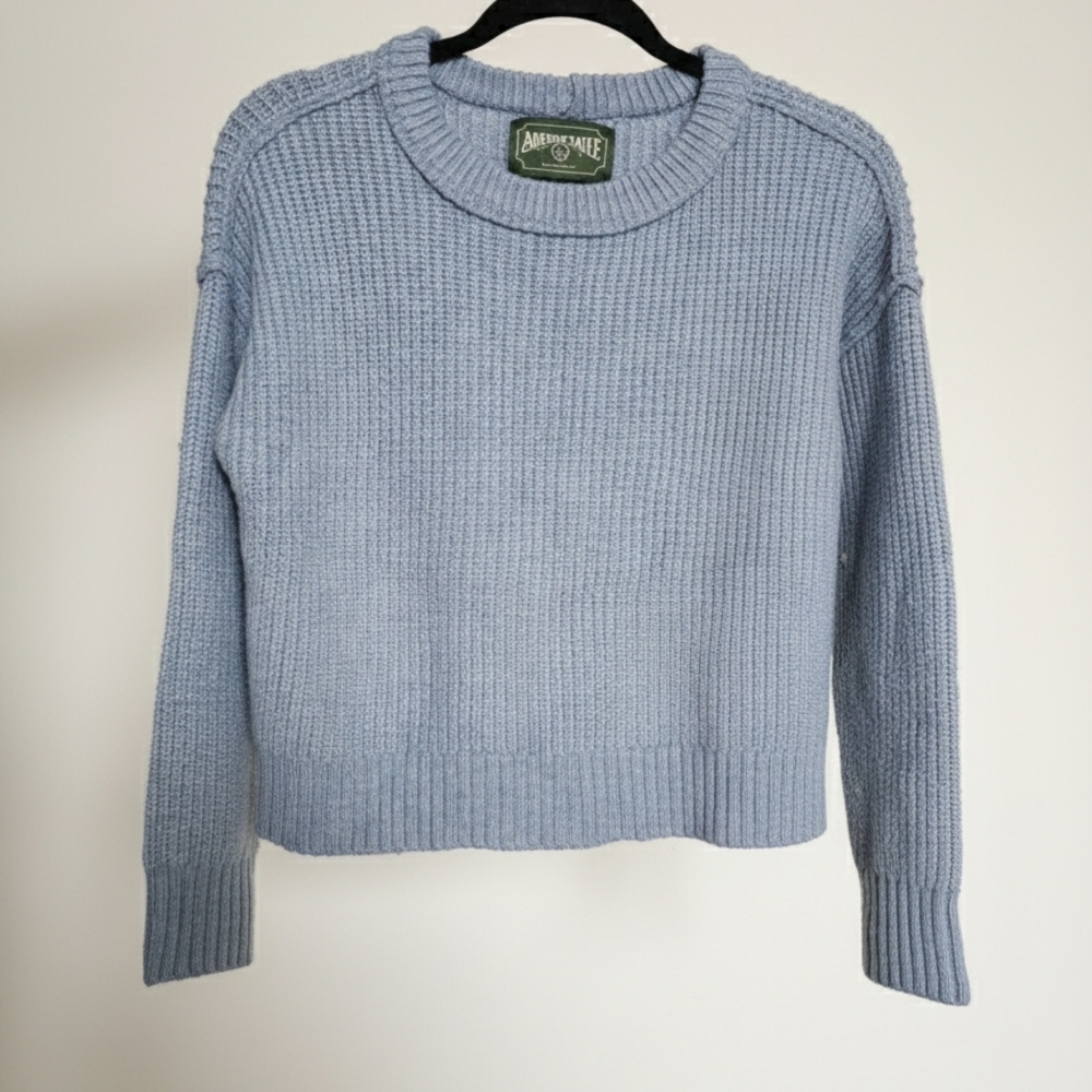 American Eagle Light Blue Crew Neck Sweater